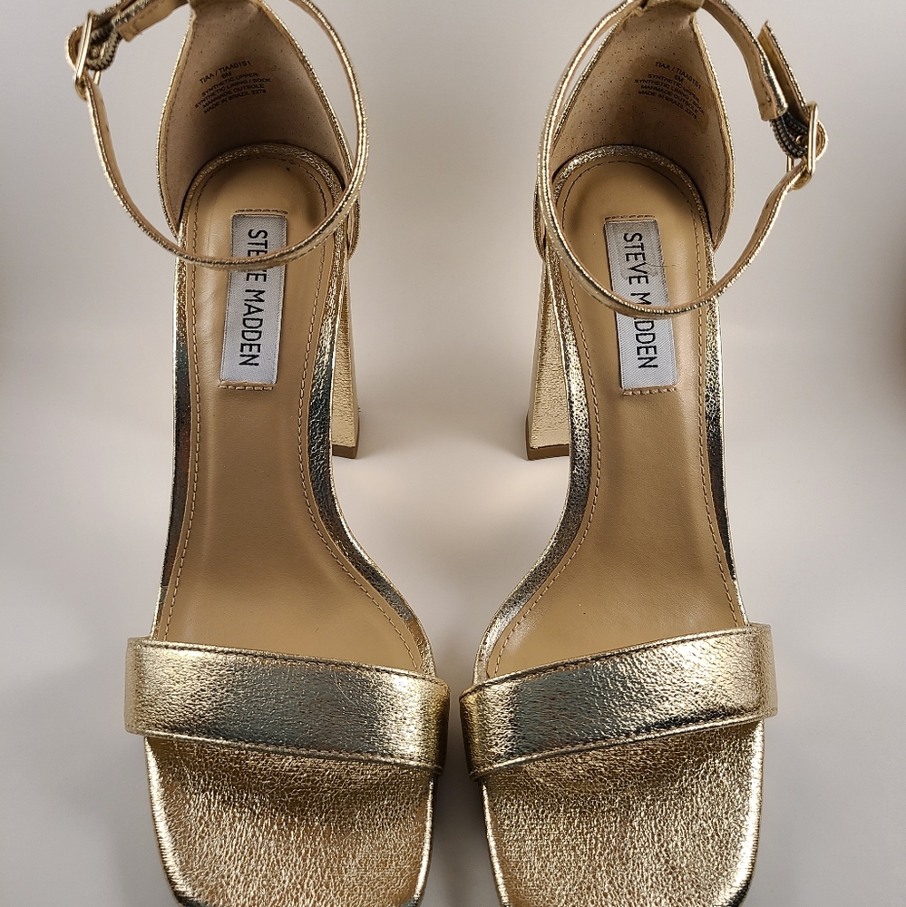 Steve Madden Tia Gold Sandal Heels (Size 6)